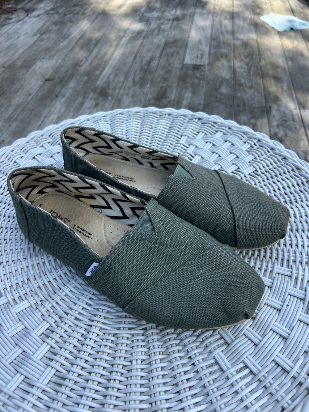 Toms Olive Green Canvas Slip-On Loafers
